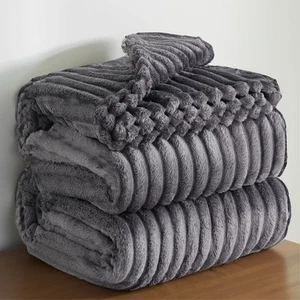 Cozy Comfort Grey Fleece King Blanket for Couch Super Soft Cozy Blankets for - Picture 1 of 2