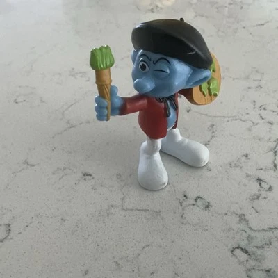 Peyo Smurf Painter 2011 Happy Meal McDonalds Toy PVC Figure 3 Inch Tall - image 1 of 4
