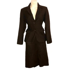 Sisley‎ Italy Wool Skirt Suit Set Women’s Dark Brown Classic Career Approx sz 6 - Picture 1 of 9