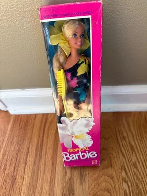 Muñeca Barbie Tropical 1985 De Colección Pelo Largo Rubio Mattel #1017 NRFB Foto 1 de 4