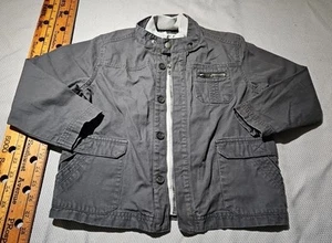 Genuine Kids by OshKosh Jacket Youth Kids So 6 Gray Full Zip Snap Canvas Biker - Picture 1 of 14