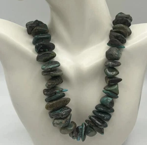 Vintage Chunky Graduated Turquoise Nugget Necklace 21” - Picture 1 of 18