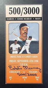 Eddie Murray Signed Commerative Ticket Camden Yards 500 HR 3000 HITS Autograph  - Picture 1 of 2