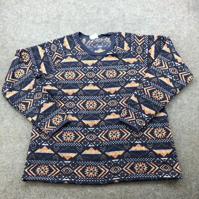 Suéter Columbia Para Mujer 2XL Azul Geométrico Azteca Cuello Redondo Vellón Senderismo Foto 1 de 4