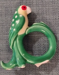 Vintage Fitz and Floyd Caribbean Parrot Napkin Rings 1979 Handpainted - Japan - Picture 1 of 7