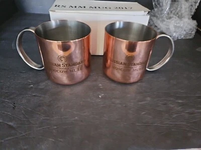 Pair (2) Russian Standard Vodka Moscow Mule Premium Copper Mug Bar Set 2017 - Image 1 of 4