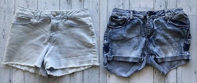 Girls Size 14 [x2 Pair] Jean Shorts Calvin Klein Mid Rise Boy / Imperial Star - Image 1 of 4