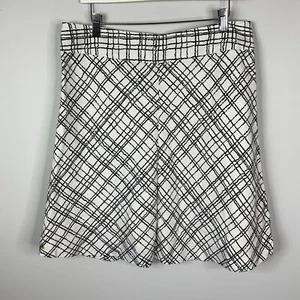 Merona Skirt Womens Size 10 A Line  100% Linen Lined Black White Side Zip - Picture 1 of 8