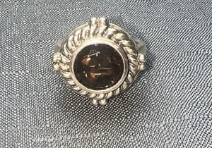 Sterling Silber Ring rauchbraun Topas Größe 8 5 Gramm - Bild 1 von 8