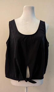NWT Gap SZ M Cropped Knot Moonless Night Grey Black Front Tie Tank Top 4059 - Picture 1 of 4