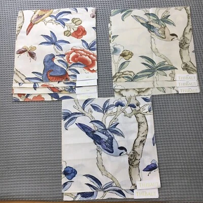 Thibaut Fabric Swatches 9pc Linen Cotton Floral Birds Garden Craft Designer - Image 1 of 4