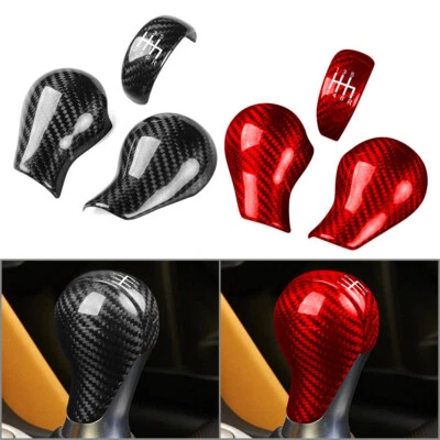 3Pcs Carbon Fiber Gear Gear Shift Knob Cover Trim For Nissan 370Z Z34 2009-2018 - Image 1 of 4