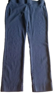 Calça feminina Apt 9 tamanho 16 perna fina azul marinho/preto padrão diamante elástica - Imagem 1 de 4