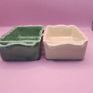 Vintage Set Of 2 Stoneware Loaf Pans, Ruffled Edged, Made In France, Signed - Picture 1 of 9