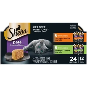 Wet Cat Food Pate Variety Pack, Savory Chicken And Roasted Turkey Entrees - Picture 1 of 6