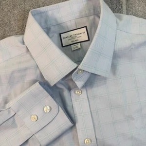 Charles Tyrwhitt Herren 17,5/38 Baumwolle blau kariert Anzughemd klassische Passform formell - Bild 1 von 6