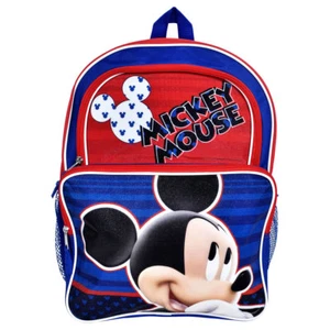 Disney Mickey Mouse 16" Backpack Kids School Large Book Bag Red, Blue New - Picture 1 of 9