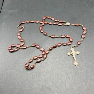 Vintage Rosary Five Station Brown Reliquary Seed Beed Catacombe S Callisto Roma - Picture 1 of 7