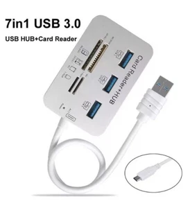 Aluminum 3 Port USB 3.0 Hub MS SD M2 TF Multi-In-1 Memory Card Reader Adapter CA - Picture 1 of 8