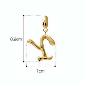 JNK 14K Solid Yellow Gold Alphabet Initial "Y" Piercing Drop Dangle One Earring - Picture 1 of 5
