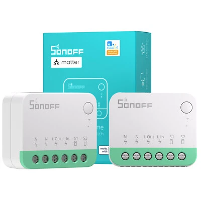 2x SONOFF MINIR4M WiFi Interruptor de luz inteligente 2Way Matter compatible Apple Homekit