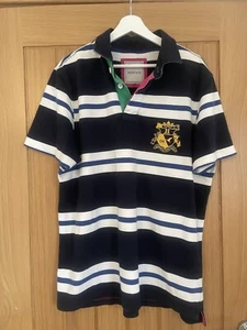 Howick Polo Rugby Shirt Size Large Blue White Stripe Pure Cotton - Picture 1 of 8