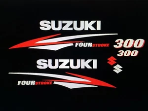 Suzuki 300 hp FourStroke Engine Decal sticker Kit white & Red 225 250 request - Picture 1 of 2