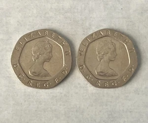 Moneda rara de 20 peniques de 1982 Reino Unido coleccionables reina Isabel - Imagen 1 de 3