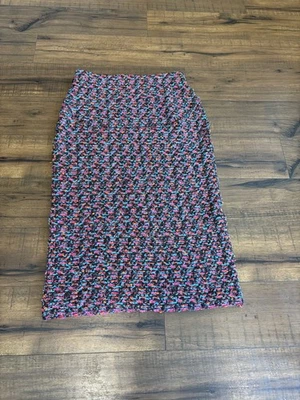 Женская юбка-карандаш ST.JOHN Tweed Blue Orange Pink Black металлик размер 4 - Изображение 1 из 4