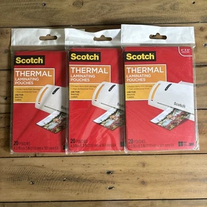 Lot of 3 Photo Size Scotch 3M Thermal Laminating Pouches 4"x6" 20-pk, 60-Total - Picture 1 of 2