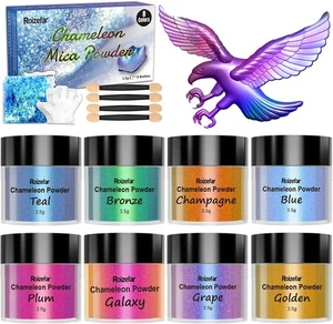 Chamäleon Glimmer Pulver, 8 Farben x 3,5 g Epoxidpigment Metallpulver für Harz, so - Bild 1 von 4