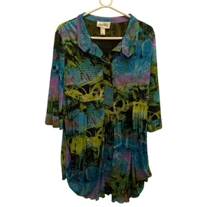 Joseph Ribkoff Multicoloured Summer Pattern 3/4 Sleeve Long Blouse - Size 14 Uk - Picture 1 of 6