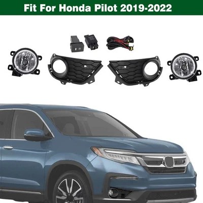 Set of Front Bumper Fog Light Cover Bulb Wire Switch For Honda Pilot 2019-2022 - Image 1 of 4