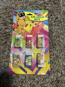 Juego de 6 borradores Garfield vintage sellados nuevos - Imagen 1 de 5