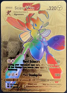 Scizor Vmax Rainbow PH 320 193/189 Gold Foil Textured Display Pokemon Card - Picture 1 of 2