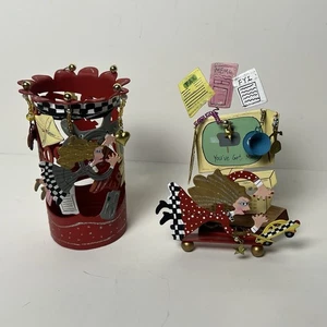 Business Woman Pencil Pen & Card Holder Fanciful Flights Karen Rossi Silvestri - Picture 1 of 13