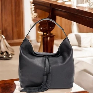 Rebecca Minkoff Tasseled Isobel Pebbled Leather Hobo Bag Umhängetasche Black / Luxury - Bild 1 von 8