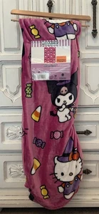 NWT Hello Kitty Kuromi Wants Candy Print Halloween Throw Blanket 50"x70" VIRAL - Picture 1 of 7