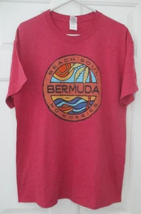BERMUDA BEACH SOUL NO WORRIES ROTES BAUMWOLL-T-SHIRT - GRÖSSE L - WIE ABGEBILDET - Bild 1 von 6