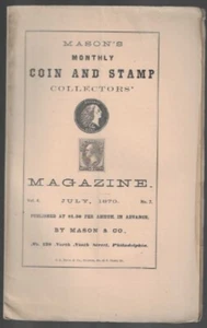 Vintage Juli 1870 Freimaurer Münz- und Briefmarkenmagazin monatlich ORIGINAL - Bild 1 von 1