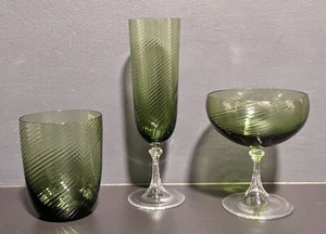 Murano Nason Moretti Idra Glas 3er Set - Champagner Coupe & Flöte + Wasserglas - Bild 1 von 19