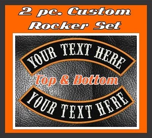 Custom Embroidered 13" Top And Bottom Rocker Biker MC Club Sew on Patch USA - Picture 1 of 10