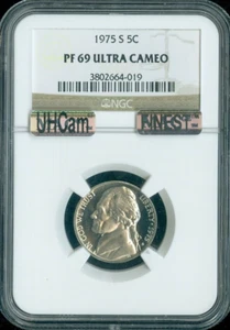 1975-S Jefferson Nickel NGC PF69 Ultra Cameo - Auction - Picture 1 of 2