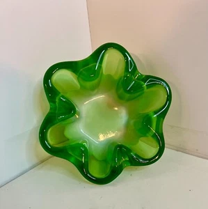 Sasaki Jade Green And White Glass Bowl Ashtray Vintage - Picture 1 of 8