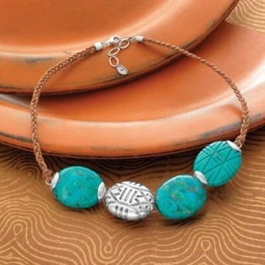 Silpada Sterling Silber Türkis Magnesit Turks & Caicos Halskette N2859 - Bild 1 von 5