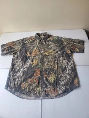 Browning Camo Camouflage Short Sleeve Shirt Mens 2XL XXL Green Vented Vintage - Image 1 of 4