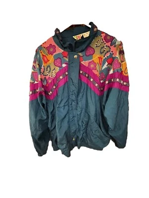 Chaqueta cortavientos vintage años 80 90 audaz para mujer Spirit floral talla XL Foto 1 de 4