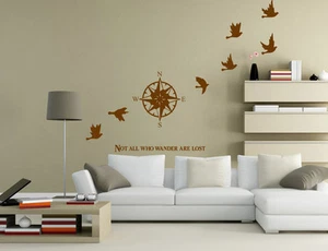 Hand Carving Bird Pigeon Compass Room Wall Stickers Decal Vinyl Decor UK RUI207 - Picture 1 of 8