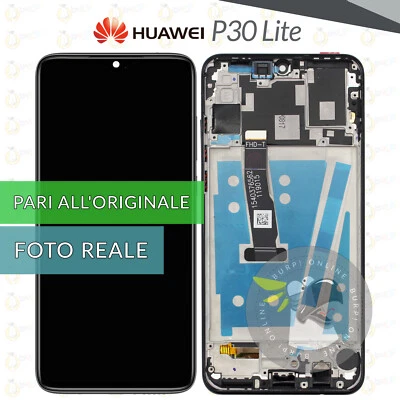 DISPLAY HUAWEI P30 LITE MAR-LX1M LX1A LX2J SCHERMO LCD TOUCH VETRO FRAME NERO - Immagine 1 di 2