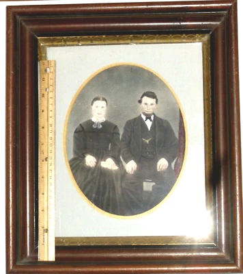 Antiguo arte popular americano dorado pastel pintura primitiva retrato 1840-60  Foto 1 de 4